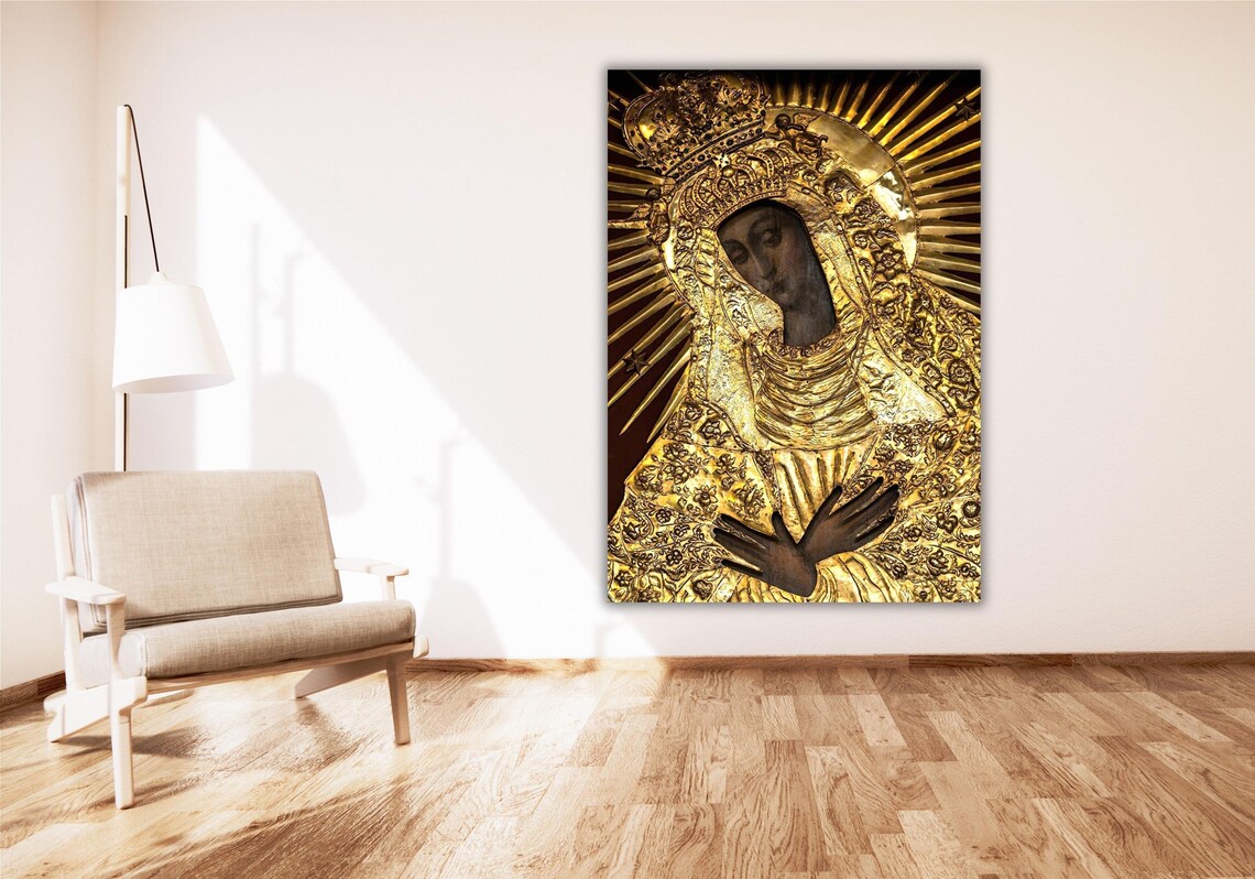 Black Madonna of Czestochowa Golden Robed Virgin Mary Icon Poster