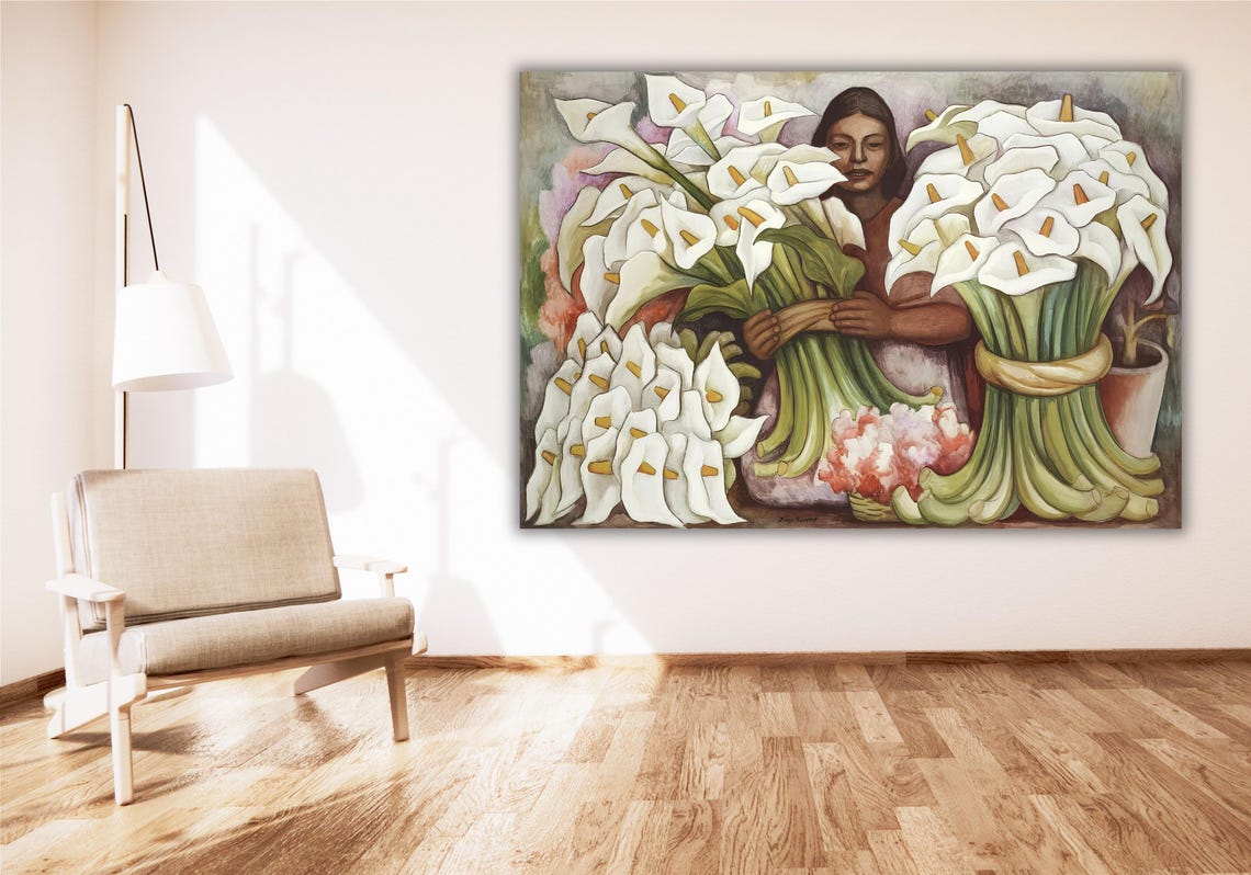 Bazaar Festival Poster Art Diego Rivera Flower Seller Woman Poster Art Prints Diego Rivera Wall Art Feast Of Santa Anita Art - Image 2
