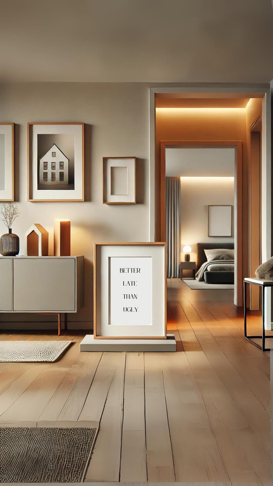 Better Late Than Ugly Print Funny Minimalist Quote Wall Art For Instant - Image 5