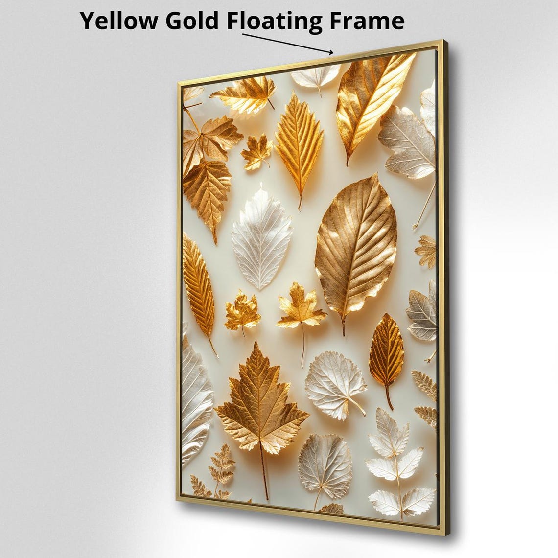 Gold And Silver Autumn Leaves Elegant Botanical Fall Wall Art Print - Image 2