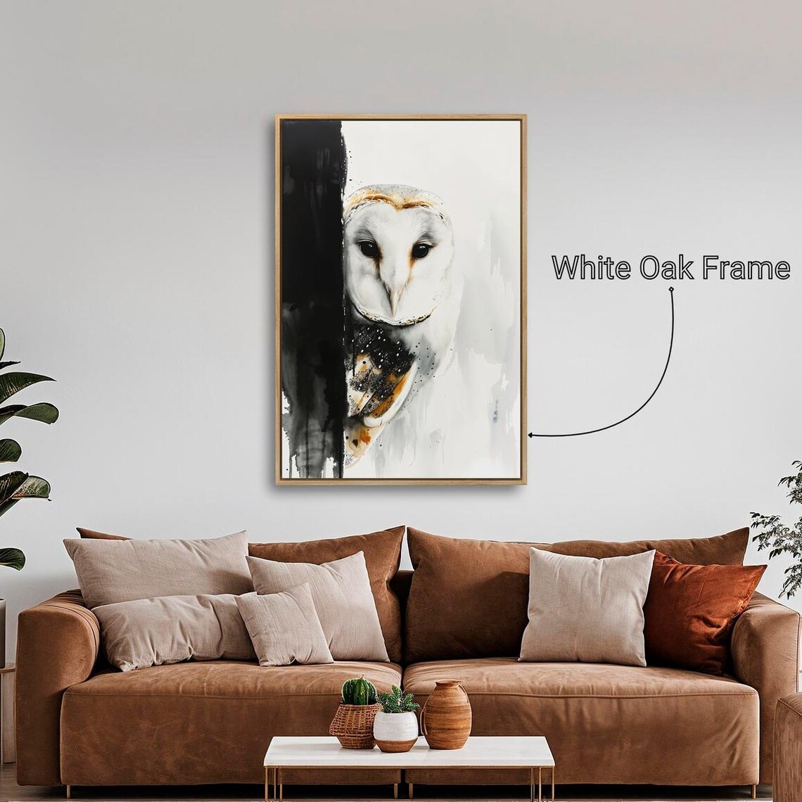 Barn Owl Portrait Black White Gold Bird Of Prey Watercolor Poster - Image 5