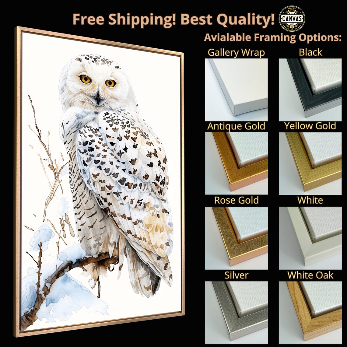 Snowy Owl Watercolor Art Print, Avian Wildlife - Image 5