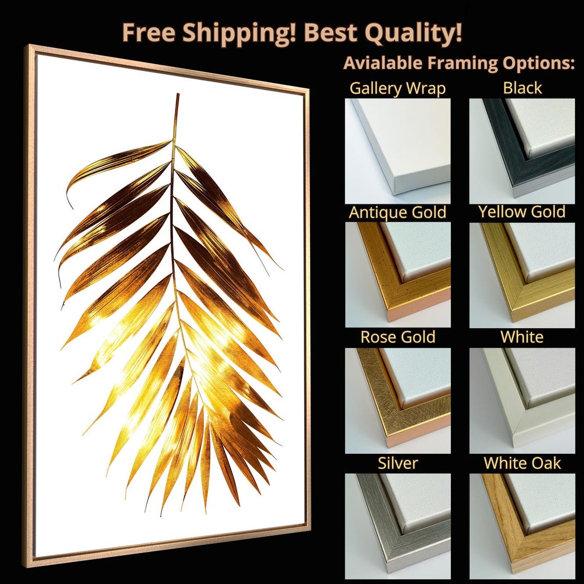 Golden Palm Leaf Luxury Tropical Botanical Abstract Wall Art Poster - Image 4