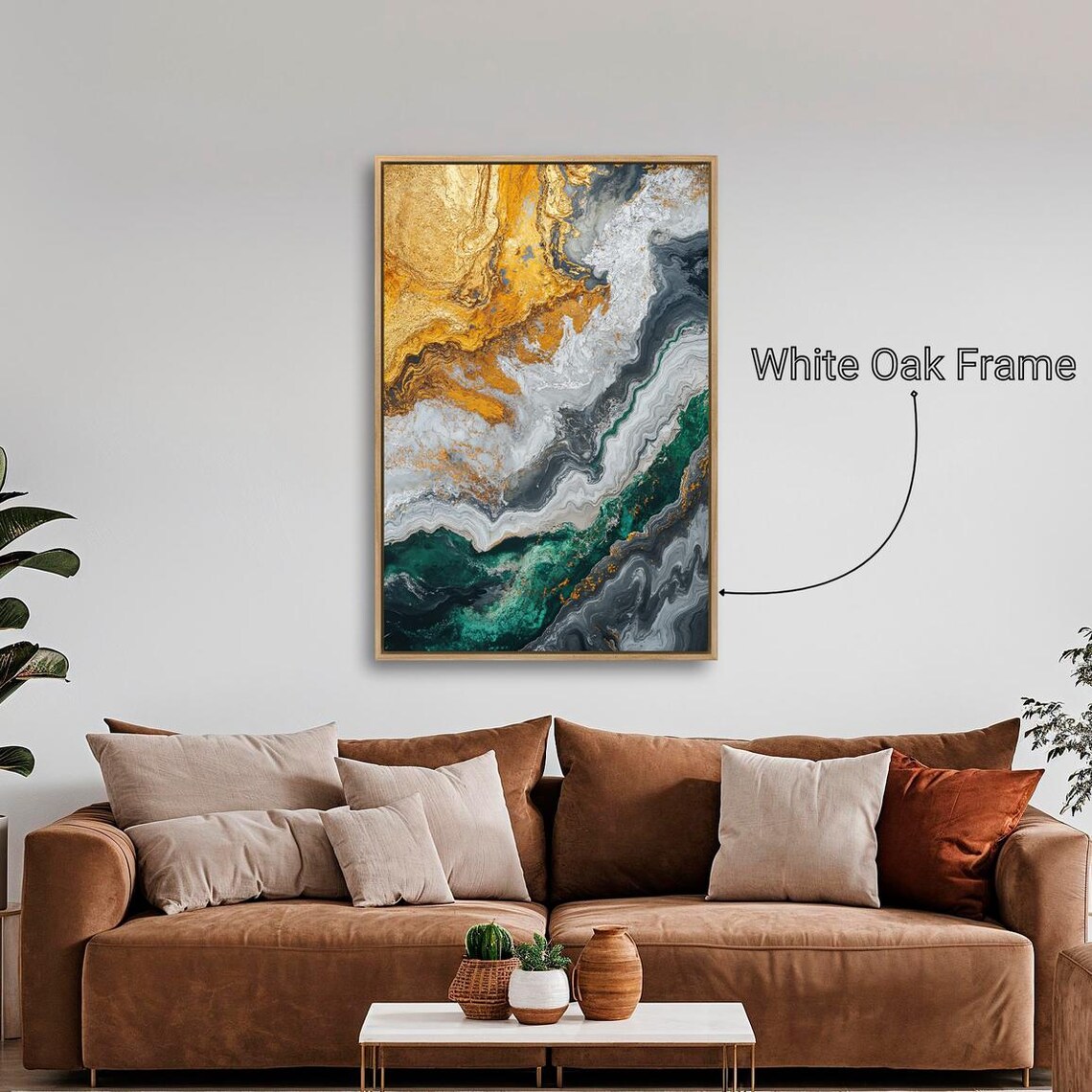 Emerald Green Gold Gray Marble Swirls Abstract Luxury Art Print - Image 4