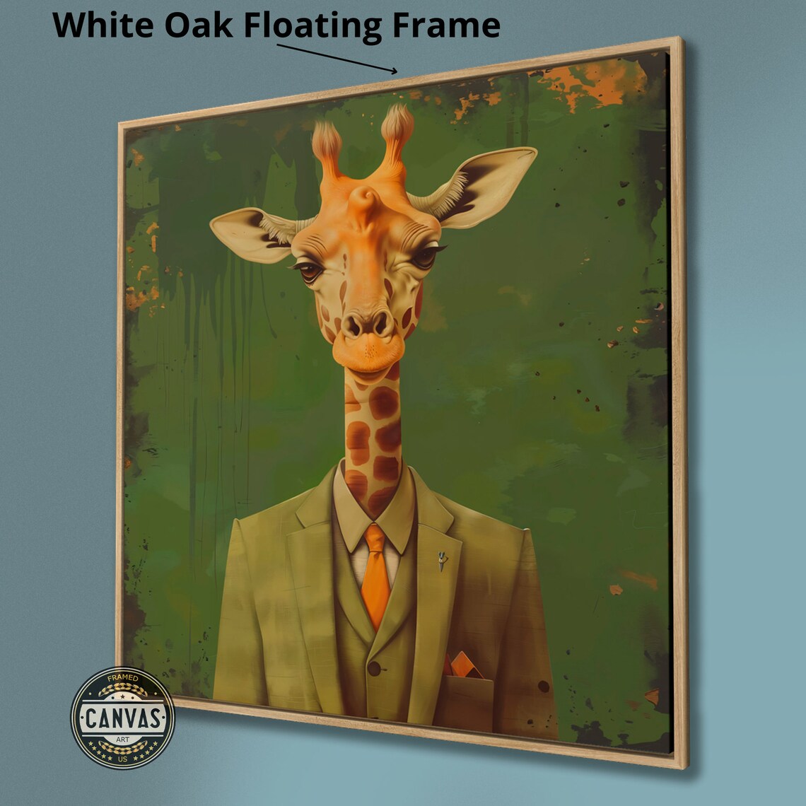 Dapper Giraffe In Green Suit Orange Tie Whimsical Safari Art Poster - Image 5