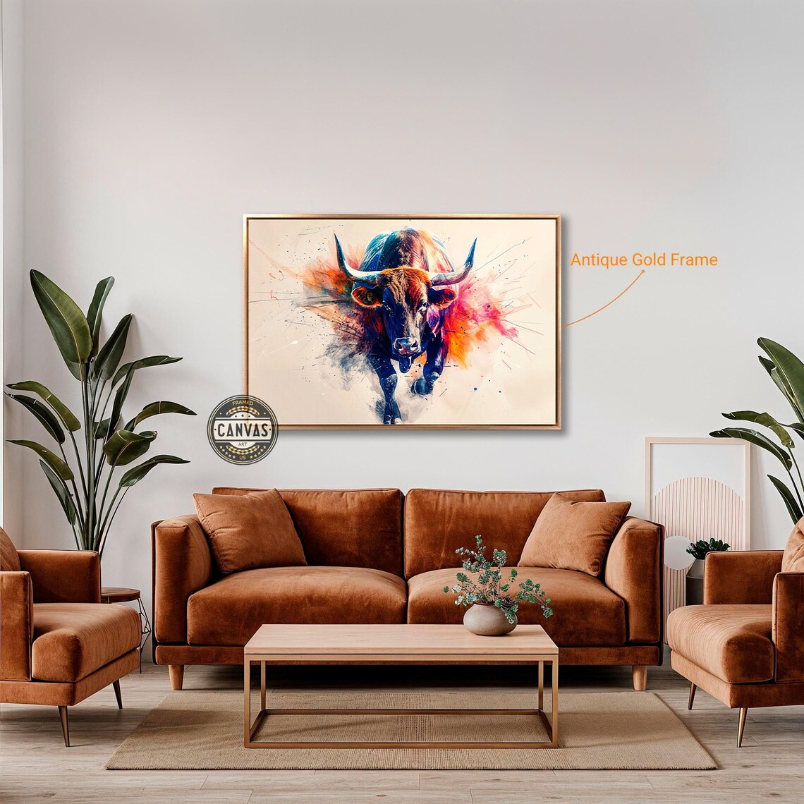 Explosive Bull Framed Print Colorful Abstract Animal Wall Art Dynamic Motion Poster Bulls Prints Trader Gift Ready To Hang - Image 3