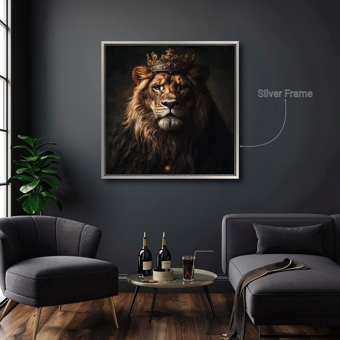 Majestic Lion With Crown, Wildlife Wall Art Print - Image 4