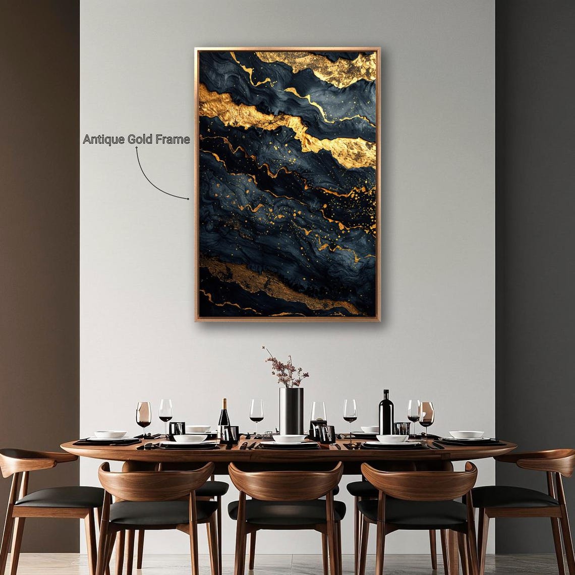 Black Marble Gold Veins Abstract Luxury Modern Art Wall Decor Poster - Image 3