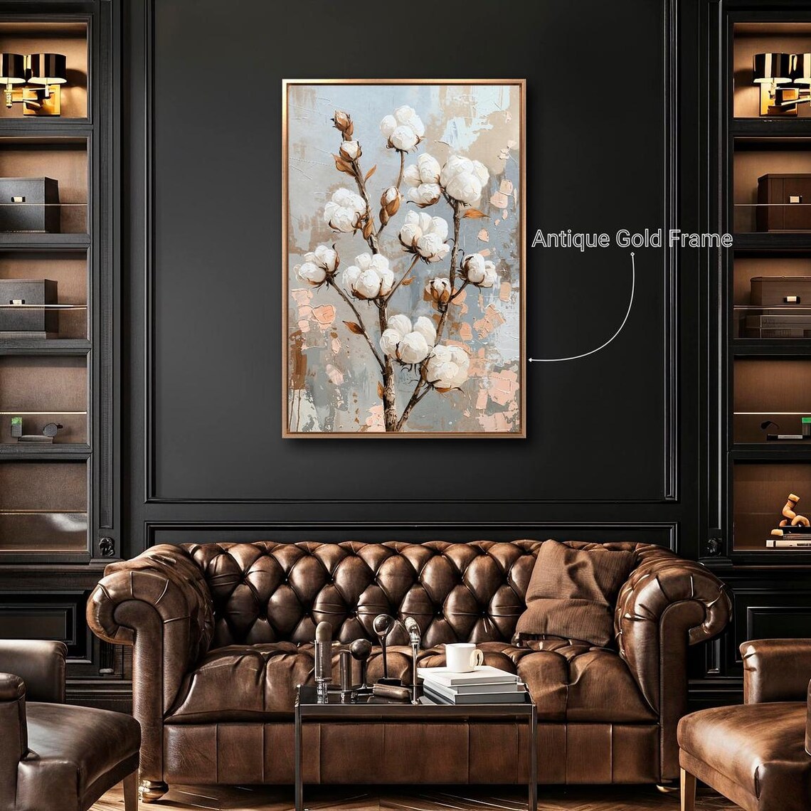 Cotton Bolls Farmhouse Floral Painting Serene Botanical Wall Art Print - Image 3