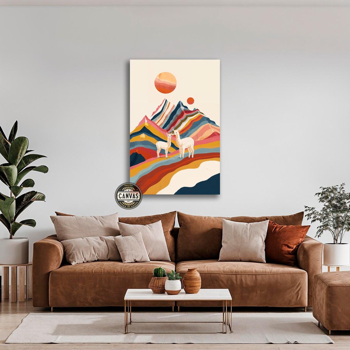 Llamas Against Colorful Mountains, Peru Art Print - Image 3