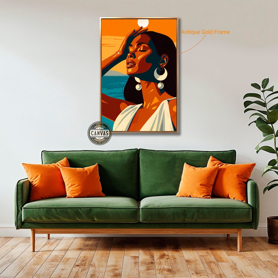 Elegant Woman Portrait Framed Wall Art Beautiful Lady At Sunset Painting Print Beauty Salon Wall Decor Fashion Poster Ready To Hang - Image 3
