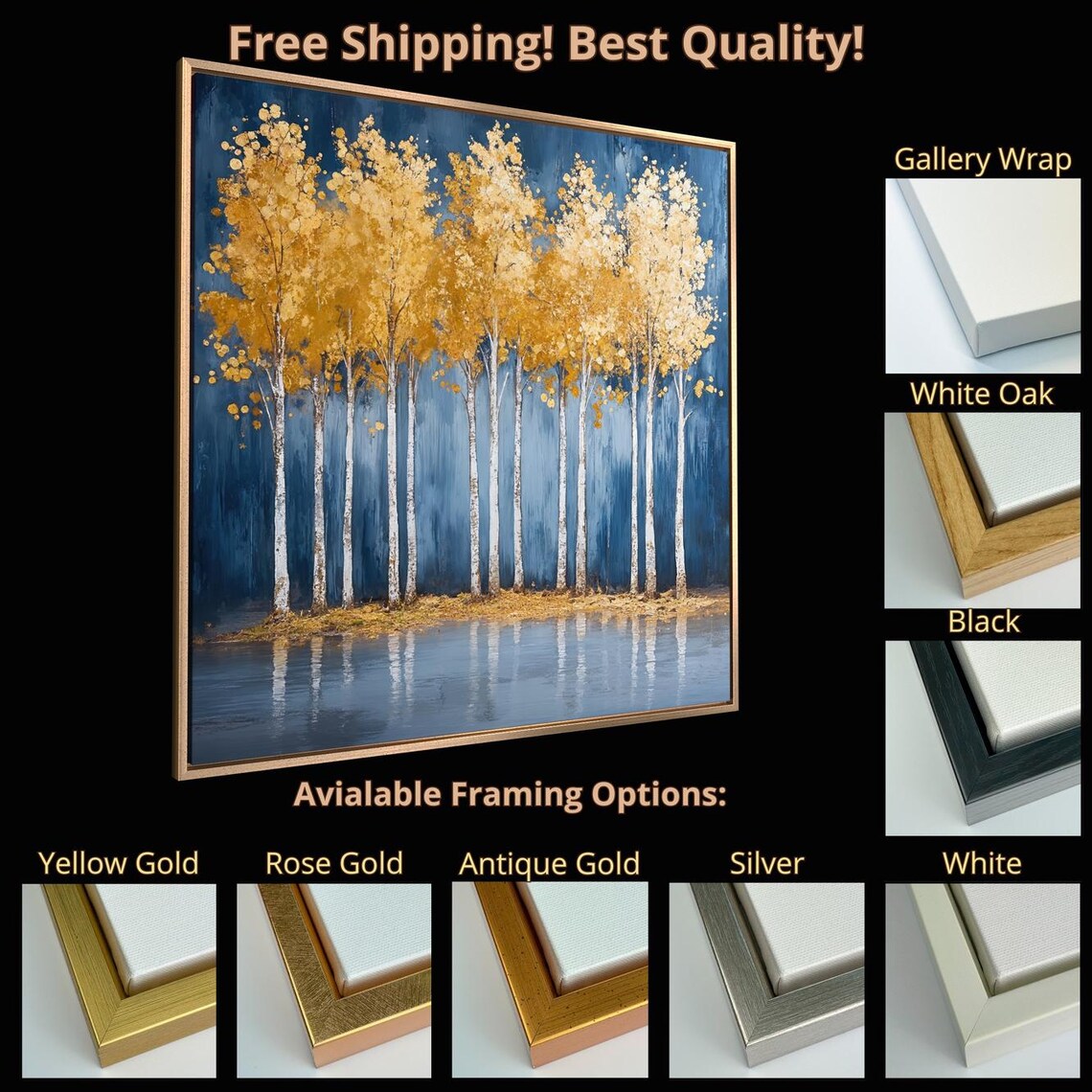 Trees With Golden Leaves, Abstract Autumn Art Print - Image 5