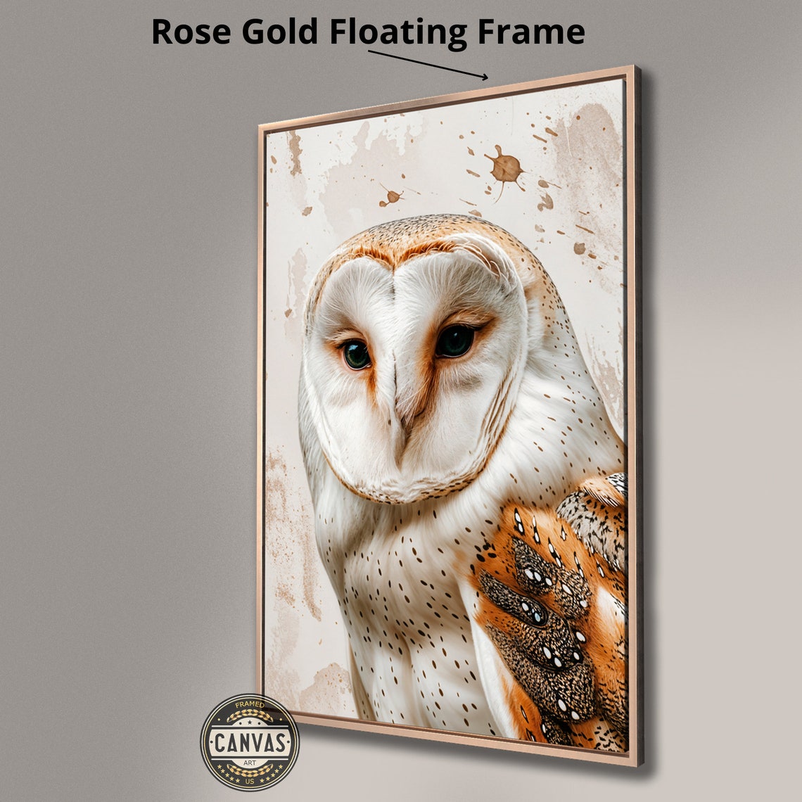 Charming Barn Owl Close Up Warm Splatter Wildlife Portrait Poster - Image 3