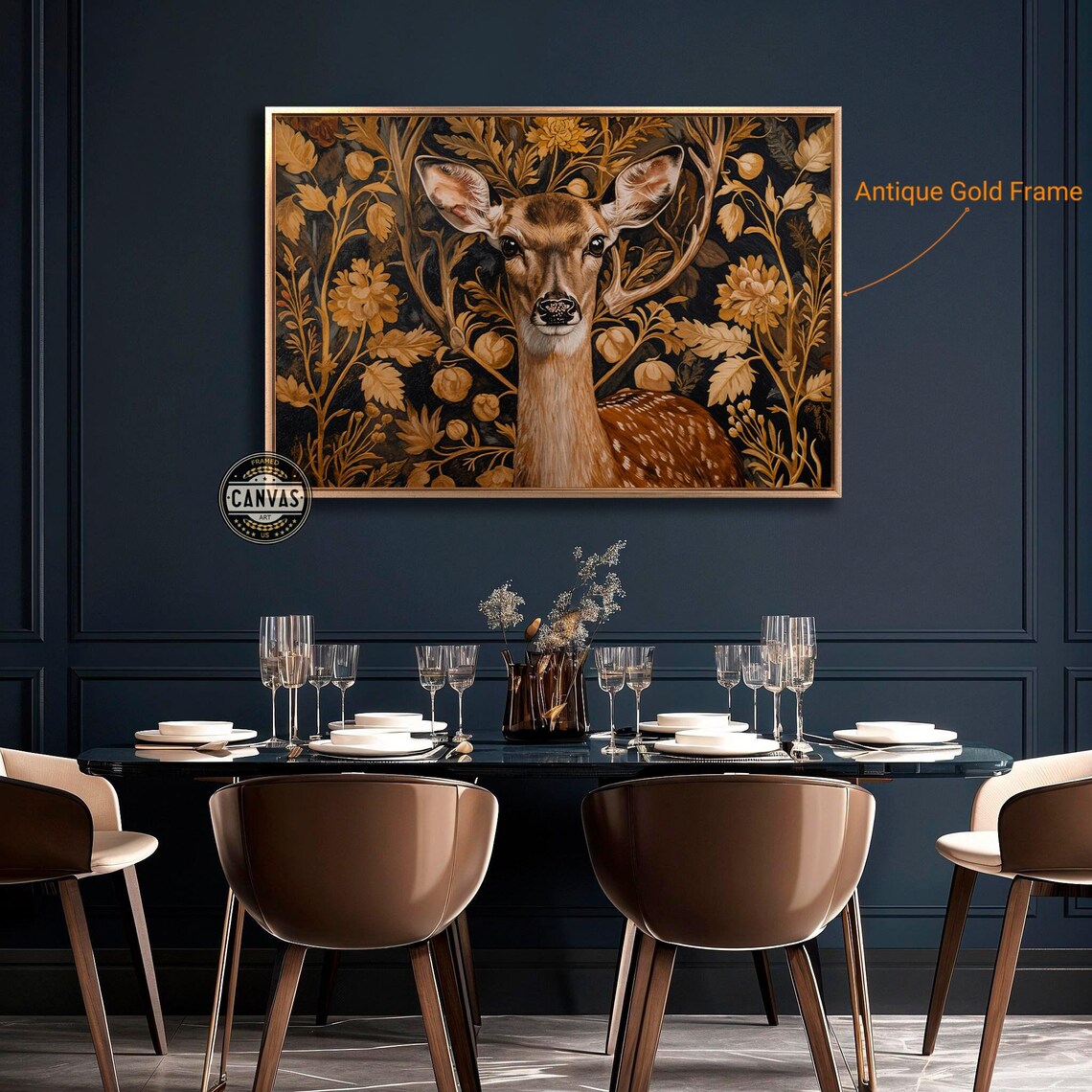 Elegant Deer Vintage Plant Art Print, Rustic Decor - Image 5