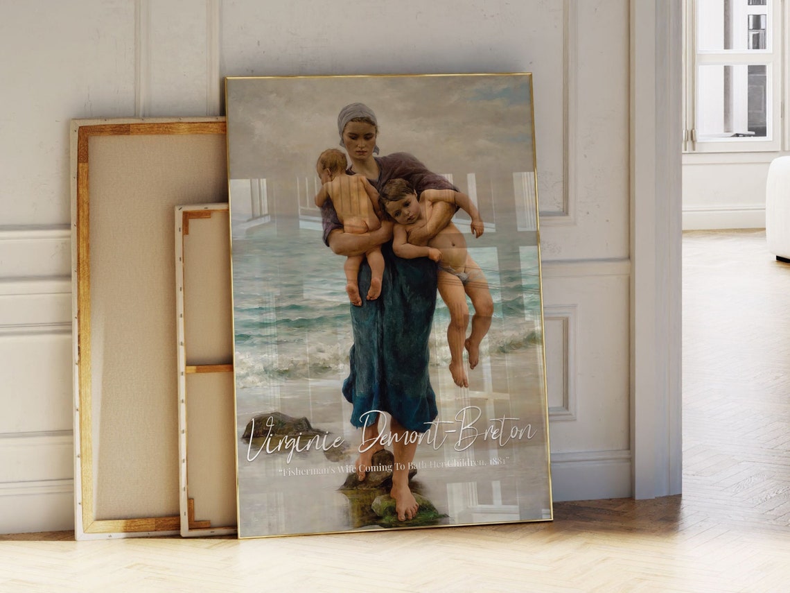 Fishermans Wife Coming To Bath Her Children Virginie Demont Breton Famous Painting Painting Poster Modern Wall Art Art Print - Image 2