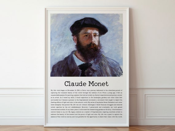 Claude Monet Autobiography Print With His Short Life Story With His Own Narrative Wall Art Instant