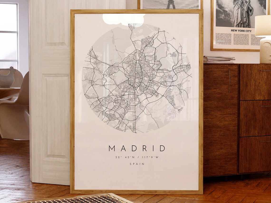 Madrid Map Print, Minimalist City Map Poster