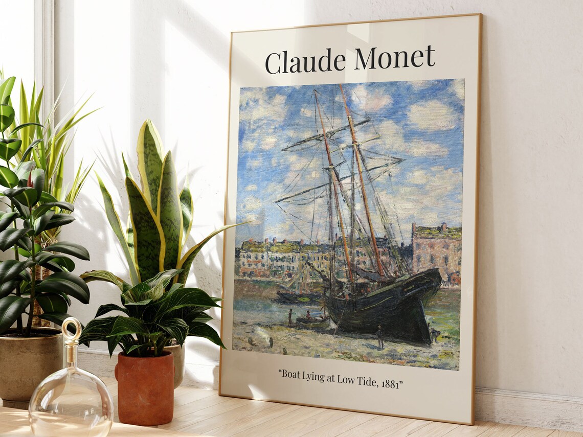 Claude Monet Boat Lying at Low Tide 1881 Sailing Ship Poster - Image 3