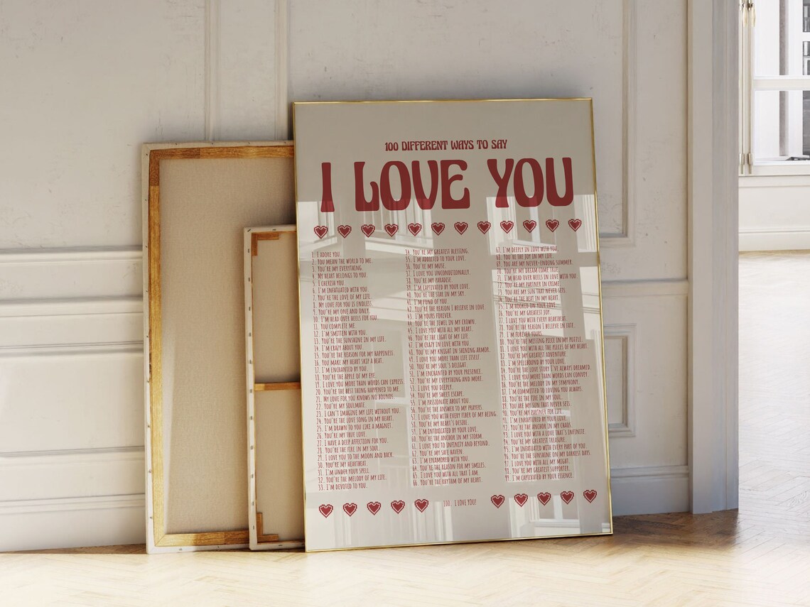 I Love You Wall Print Print Retro Wall Decor Large Art Monochrome Poster Typography Poster - Image 2
