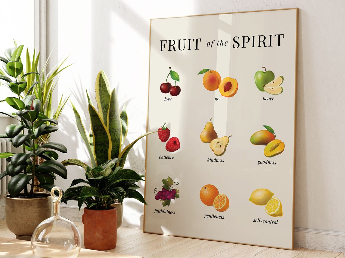 Fruit of the Spirit Nine Fruits Illustrated Christian Scripture Poster