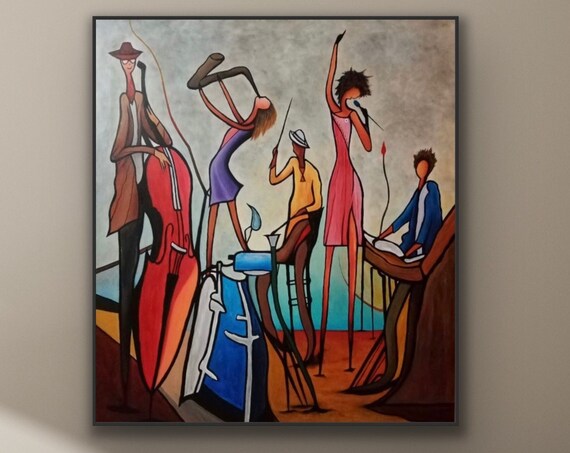 Music Abstract Violin Art Print, Modern Figurative