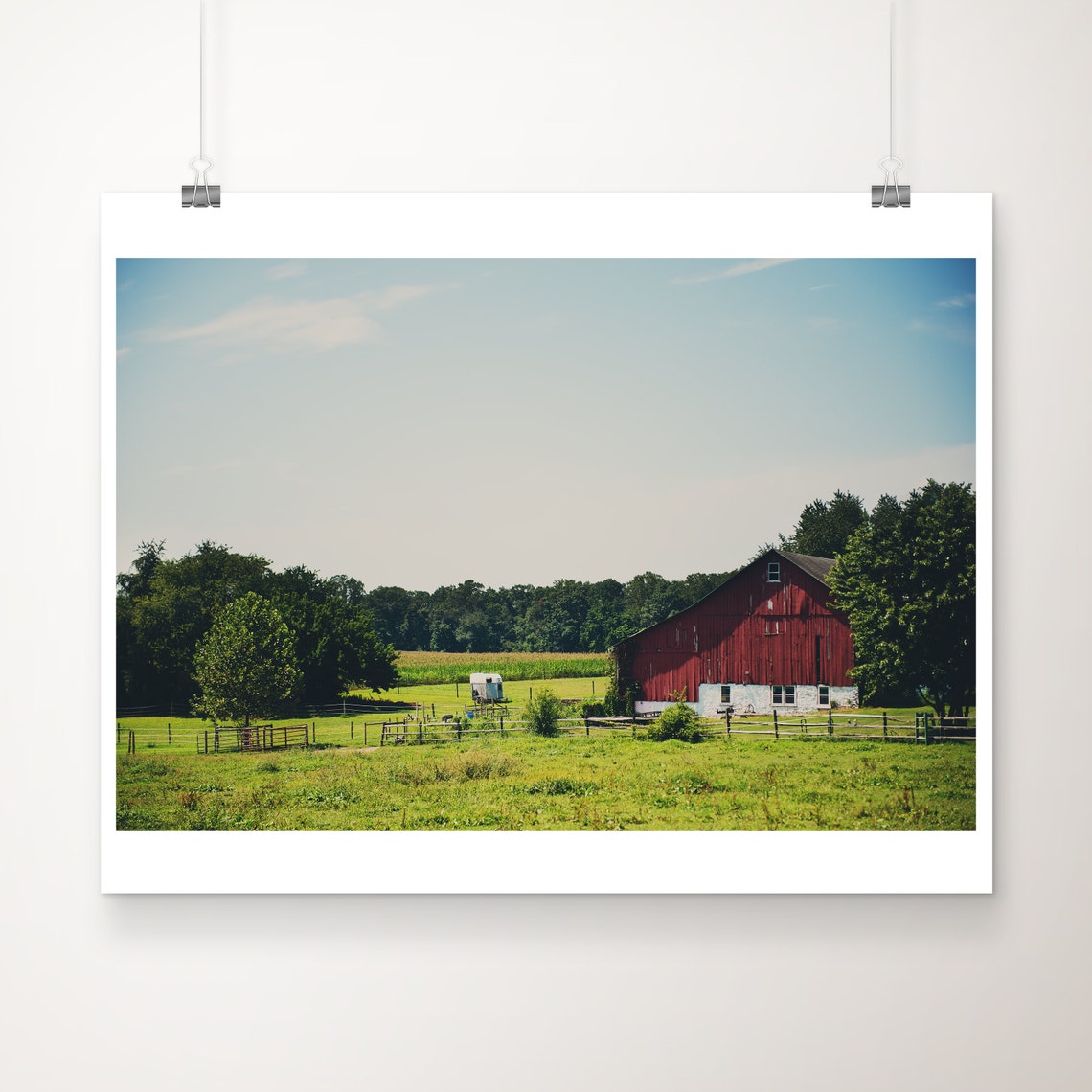 Red Barn Delaware Countryside Bright Summer Farm Photo Poster
