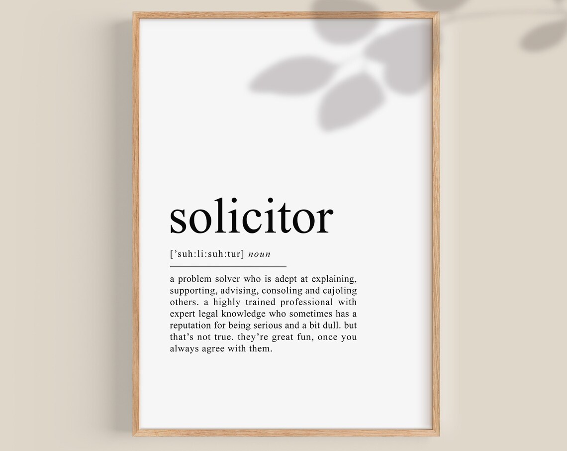 Solicitor Definition Noun Print Funny Law Profession Gift Decor