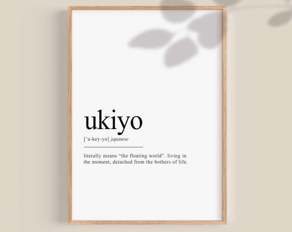 Ukiyo Definition Japanese Floating World Minimalist Art Poster
