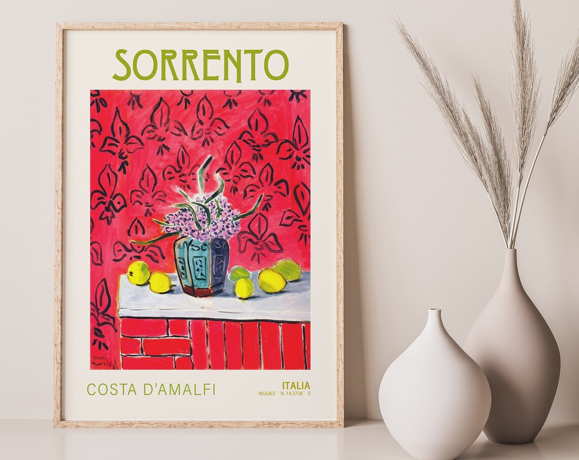 Sorrento Costa D Amalfi Italia Vintage Still Life Art Travel Poster