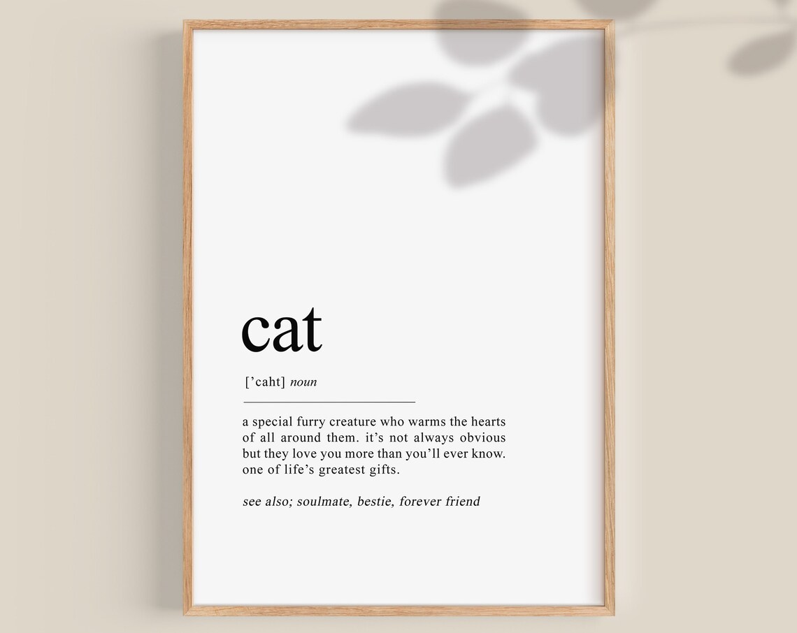 Cat Definition Print, Cat Cafe Nursery Wall Art