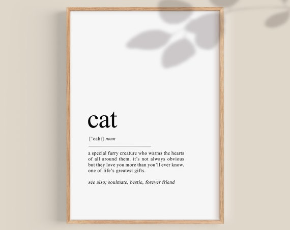 Cat Definition Print, Cat Cafe Nursery Wall Art