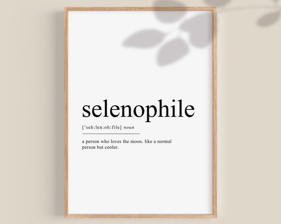 Selenophile Definition Print Moon Lover Gift Moon Print Love Moon Gifts Moon Decor Motivational Quotes