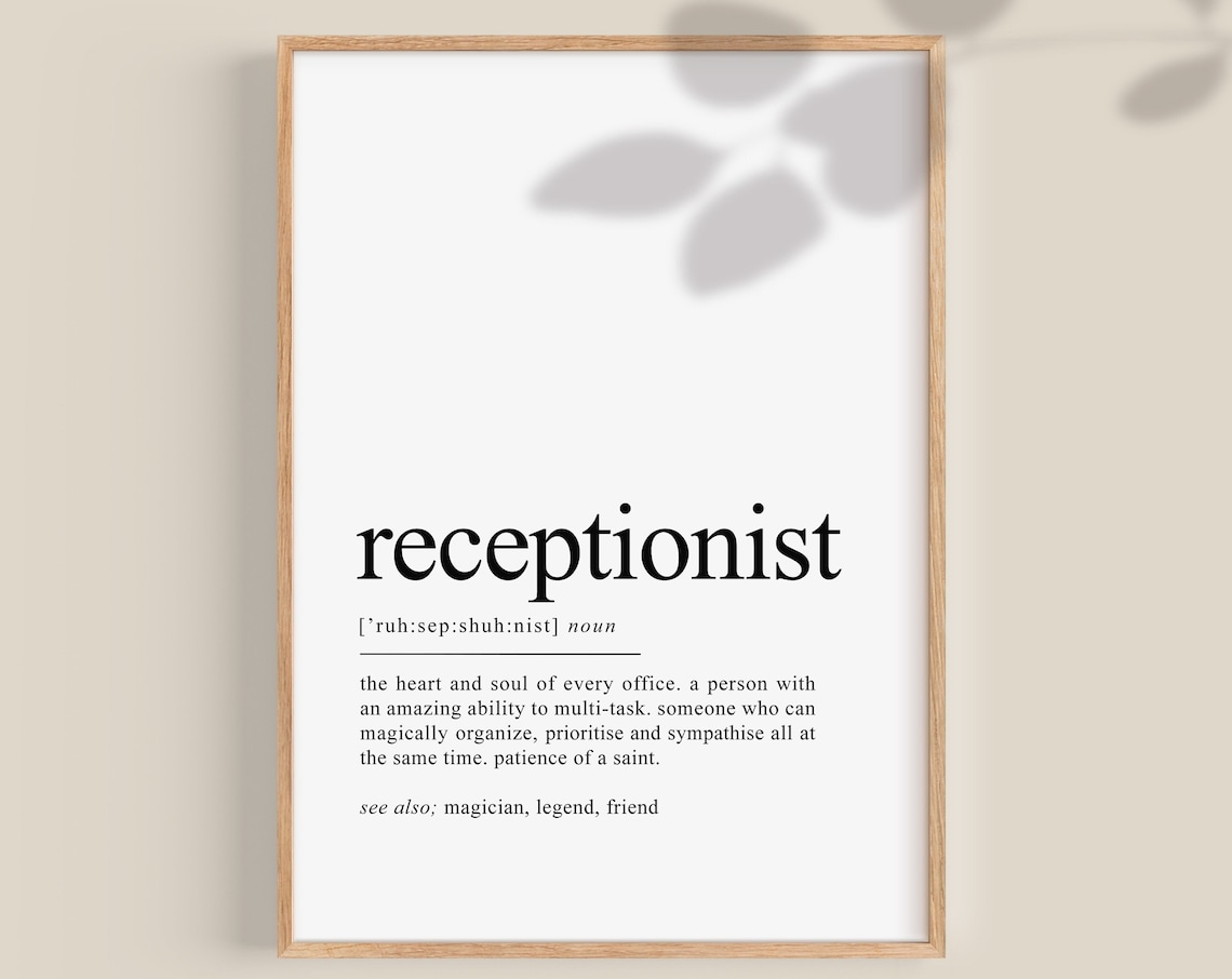 Receptionist Definition Art Print, Office Decor