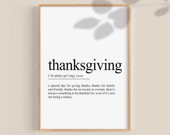 Thanksgiving Definition Give Thanks Minimalist Art Print