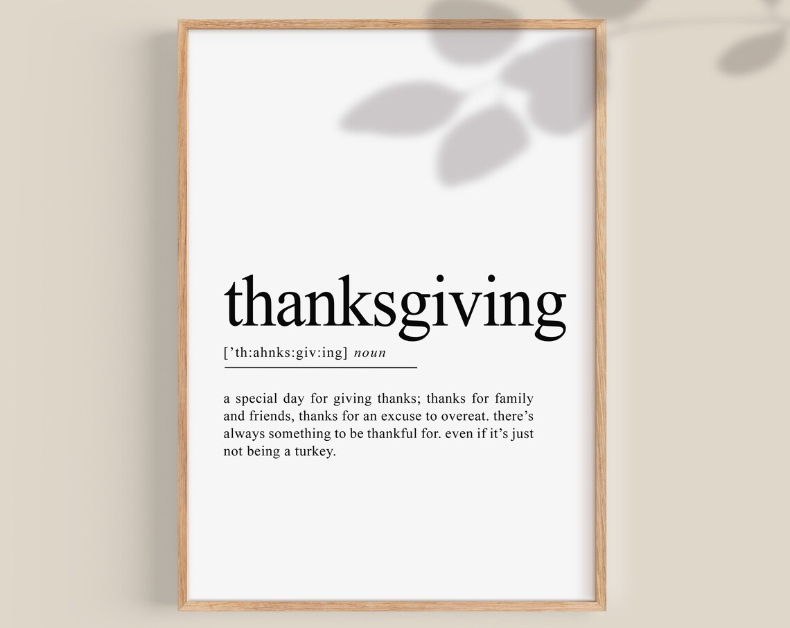 Thanksgiving Definition Give Thanks Minimalist Art Print