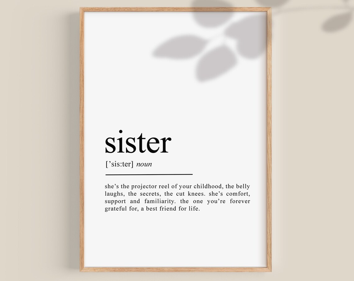 Sister Definition Quote Poster Print, Minimal