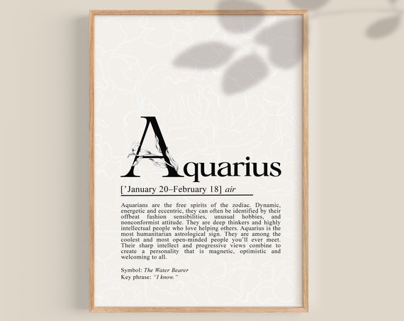 Aquarius Definition Print Aquarius Gifts Aquarius Print Aquarius Decor Zodiac Gifts Aquarius Birthday Gift