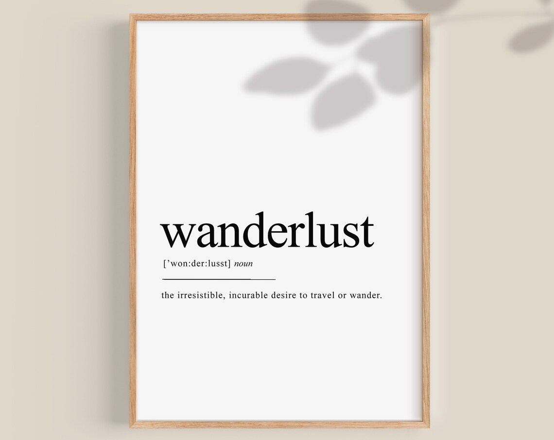 Wanderlust Definition Travel Poster, Adventure Print
