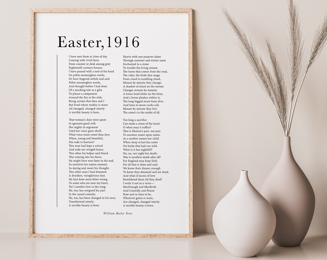William Butler Yeats Easter 1916 Poetry Print - Image 2