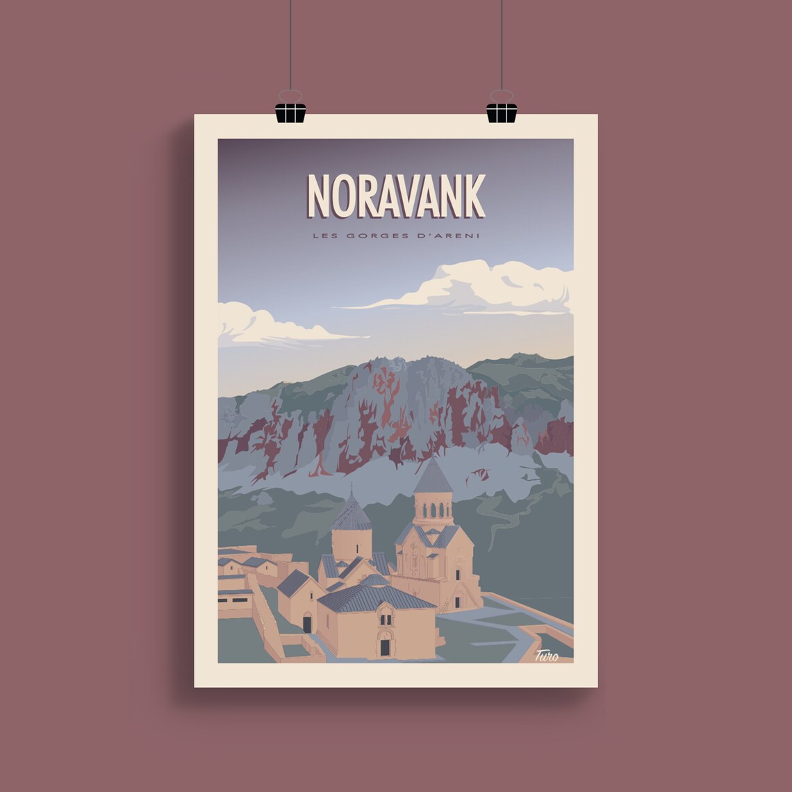 Noravank Travel Poster, Areni Gorge Vintage Armenia - Image 2