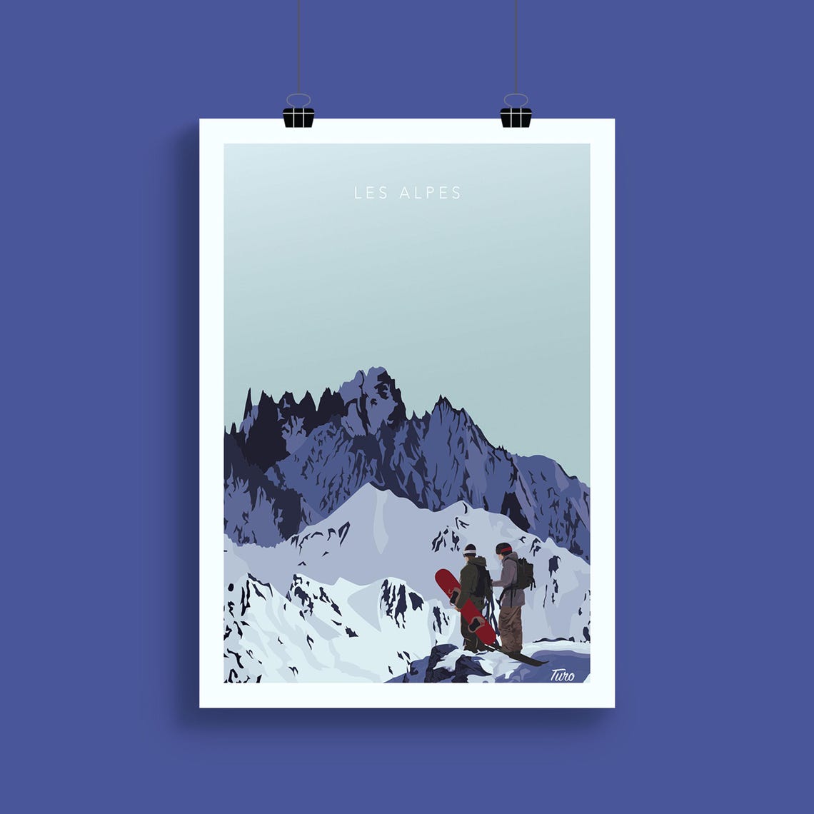 The Alps Travel Poster Ski Chairlift Travel Poster Vintage Poster Mountains Winter Sports - Image 2