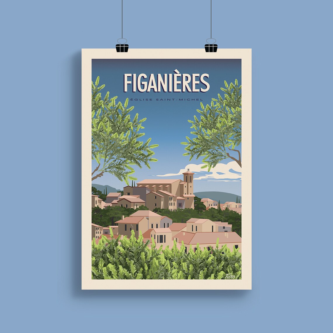 Figanires Saint Michel Church Vintage Travel Poster - Image 2