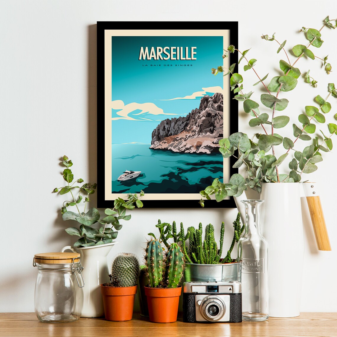 Marseille La Baie Des Singes Vintage Travel Poster - Image 3