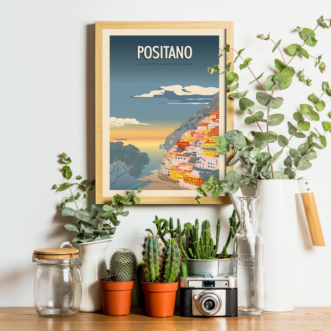 Positano Amalfi Coast Cliffside Village Sunset Travel Poster - Image 2