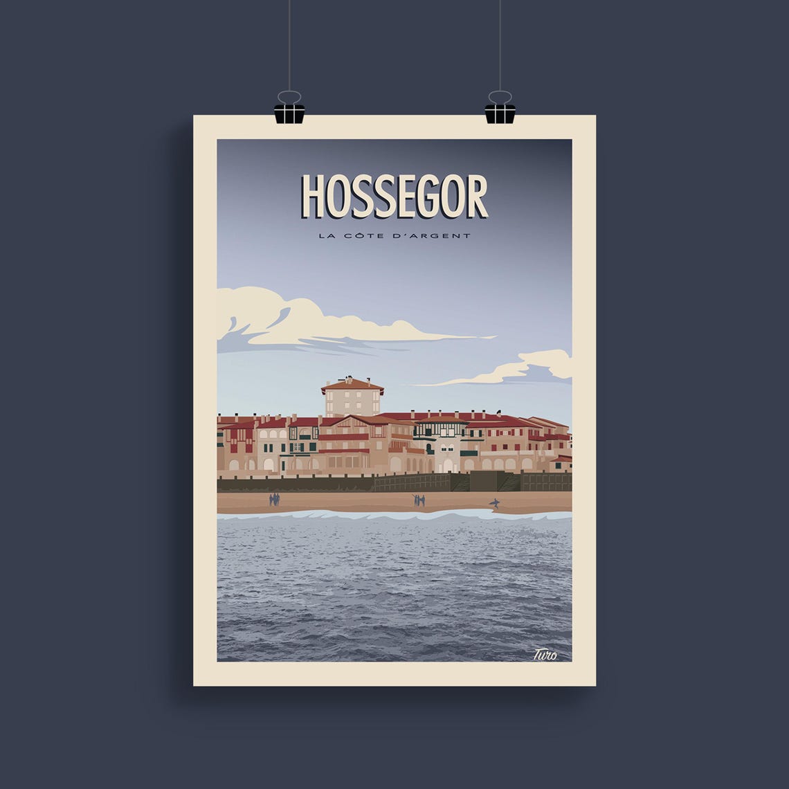 Hossegor Silver Coast Wide Seafront Town And Beach Travel Poster - Image 2