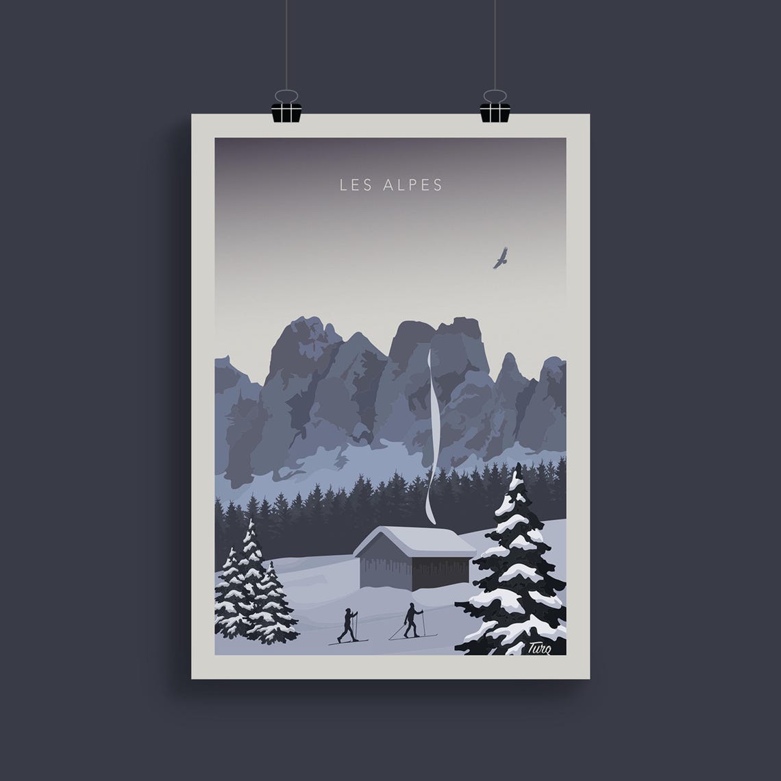 The Alps Travel Poster Ski Chairlift Travel Poster Vintage Poster Mountains Winter Sports - Image 2