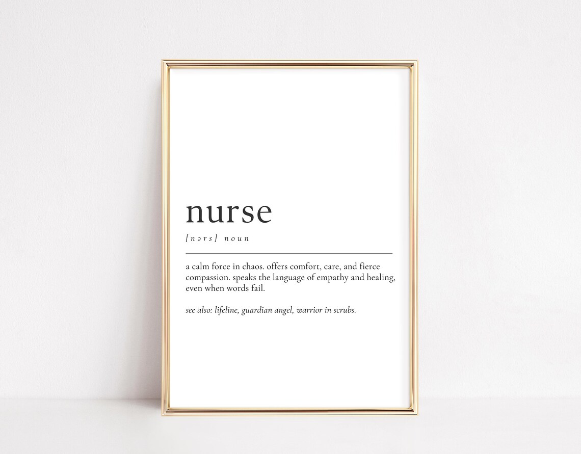 Nurse Definition Minimalist Dictionary Word Art Appreciation Poster
