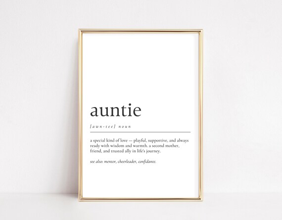 Auntie Dictionary Definition Sentimental Gift Quote Wall Art