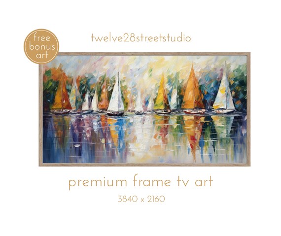 Frame Tv Art Summer Coastal Sailboats Ocean Painting Sailboat Artwork Nautical Tv Art 169 Ratio Instant Perfect Addition