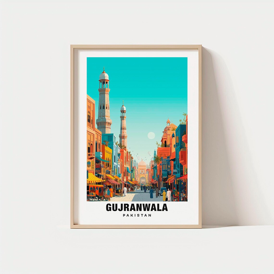 Gujranwala Pakistan Vibrant Bazaar Street Market Travel Poster